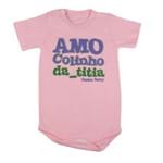Body Amo Colinho da Titia - Rosa com Verde - Cacau Baby-RN