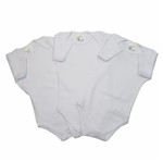 Body Bebê Manga Curta Unissex Branco Kit com 3 Unidades-P