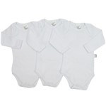 Body Bebê Manga Longa Unissex Branco Kit com 3 Unidades-M