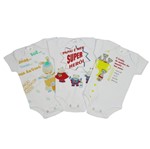 Body Bebê Masculino Manga Curta Kit com 3 Unidades Divertido-P