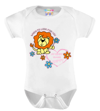 Body Bebê Personalizado M/C Estampa de Leão com Flor