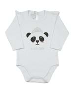 Body Bebê Suedine Panda AZ Little Queen - Branco G