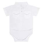 Body Camisa para Bebe em Tricoline Branco - Petit