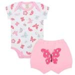 Body Curto C/ Shorts para Bebê em Malha Borboletinhas - Pingo Lelê