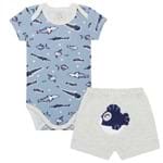 Body Curto C/ Shorts para Bebê em Malha Fish - Pingo Lelê