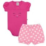 Body Curto C/ Shorts para Bebê em Suedine Meow - Pingo Lelê