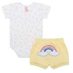 Body Curto C/ Shorts para Bebê em Suedine Unicórnio - Piu Blu