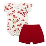 Body Curto C/ Shorts para Bebê em Suedine Ursinha Flores - Tilly Baby