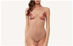 Body Feminino Floral Embroidery - Bege P