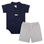 Body Polo C/ Shorts para Bebê em Suedine Náutico - Piu Blu