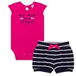 Body Regata C/ Shorts para Bebê em Cotton Stilyst Pink - TMX