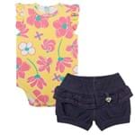 Body Regata C/ Shorts para Bebê Spring Flowers - Pingo Lelê
