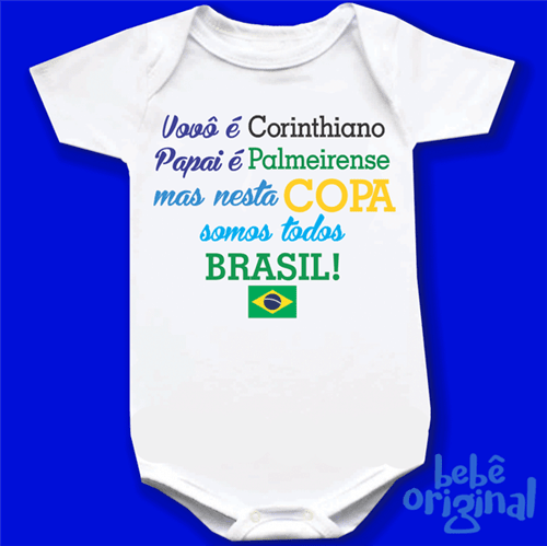 Body Somos Todos Brasil 100% Algodão- Branco Curta P