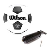 Bola de Futebol Tradicional N°3 Preta C/ Branco + Bomba de Ar Wilson