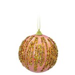 Bola de Natal P/ Árvore Natal Gliter 6 Pçs 10cm Rosê