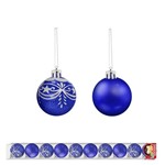 Bola de Natal Paris Azul Decorado Brilhante com 10 Unidades