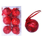 Bola de Natal Pendente Presépio de Luxo Vermelha 6cm com 6 Peças