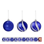 Bola de Natal Waves Azul Brilhante com 10 Unidades