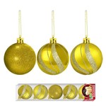 Bola de Natal Waves Dourado Brilhante com 5 Unidades