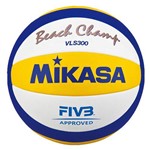 Bola de Vôlei de Praia Mikasa VLS300 - Branco/Azul/Amarelo