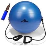 Bola Suíça Gym Ball para Pilates Yoga Ginástica Fisioterapia 65cm com Extensores Azul