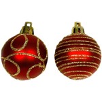 Bolas de Natal Milão Fosca Decorada Vermelha 3,8cm 8 Peças - Orb Christmas