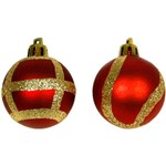 Bolas de Natal Veneza Fosca Decorada Vermelha 3,8cm 8 Peças - Orb Christmas