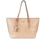Bolsa Shopping Bag WJ Grande Croco Bege -