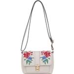 Bolsa Smartbag Couro Floral Off White Transversal - 72036.17