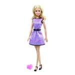 Boneca Loira Vestido Roxo Fashion - Barbie Drn75
