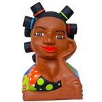 Boneca Namoradeira Cabelo Toto Esculpida e Pintada em Madeira Patchwork