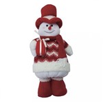 Boneco de Neve com Chapéu 40cm Paris Niazitex Vermelho/Branco
