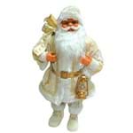 Boneco Papai Noel 45cm Roupa Branca Dourada Decoração Natal