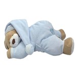 Boneco Urso Nino Deitado Azul com Chocalho - Zip Toys