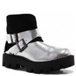 Bota Ankle Boot Zariff Shoes Coturno Tratorado Prata