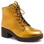 Bota Coturno Zariff Shoes Metalizada Dourado