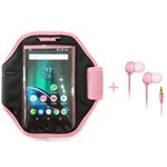 Braçadeira para Celular Moto G4 Plus - Rosa Claro + Fone