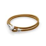 Bracelete Pandora de Couro de Duas Voltas Dourado - 38 Cm