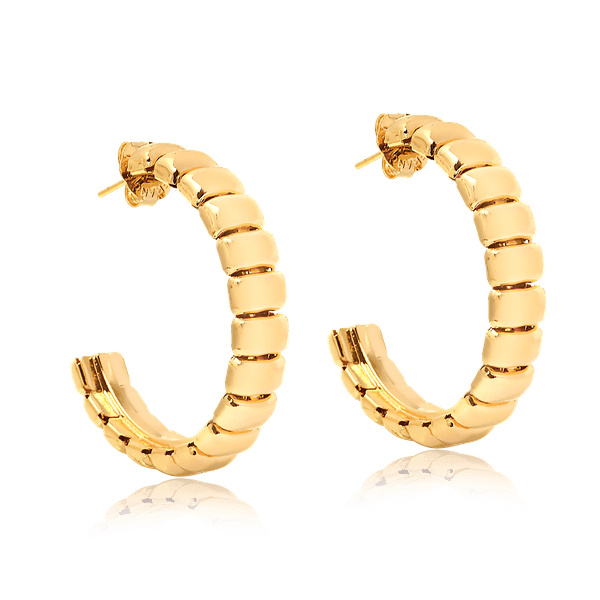 Brinco de Argola com Relevos Arredondados Folheado em Ouro 18k – 2180000001877
