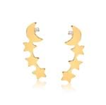 Brinco Ear Cuff com Estrelas, Lua e Ponto de Luz em Zircônia Folheado em Ouro 18k – 2180000001876