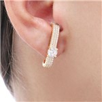 Brinco Ear Hook Detalhe em Zircônias Cravejadas Dourado Cristal