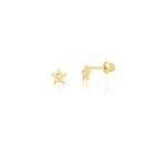 Brinco Infantil Estrela em Ouro 18k com Pontos de Diamante 399825