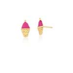 Brinco Sorvete com Esmalte Pink em Ouro 18K Coleção Kinder
