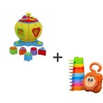 Brinquedo Didático P/ Bebes +8 Meses Pentaformas + Empilha Baby Macaco
