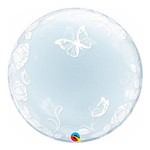Bubble Decorativo 24 Polegadas - Elegante Rosas e Borboletas - Qualatex