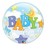Bubble 22 Polegadas - Bebê Menino com Lua e Estrelas - Qualatex