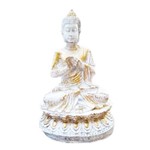 Buda Chakras Branco Hindu Rezando Estátua 15,8 Cm Decoração