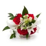 Buquê Amore com Flores Brancas e Vermelhas P