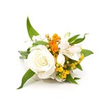 Buquê Mimo com Flores Brancas e Laranjas PP
