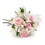 Buquê Romântico com Flores Rosas e Brancas P